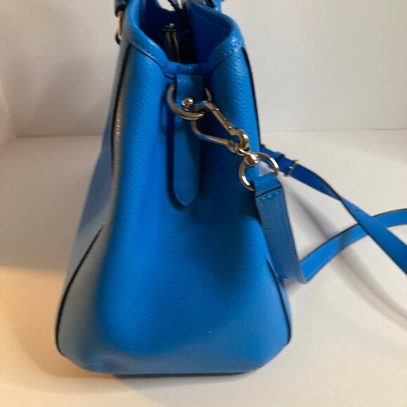Womens Coach Margo Leather Satchel Carry All Bag Bright Blue 8 x 14 x 6" - Picture 4 of 10
